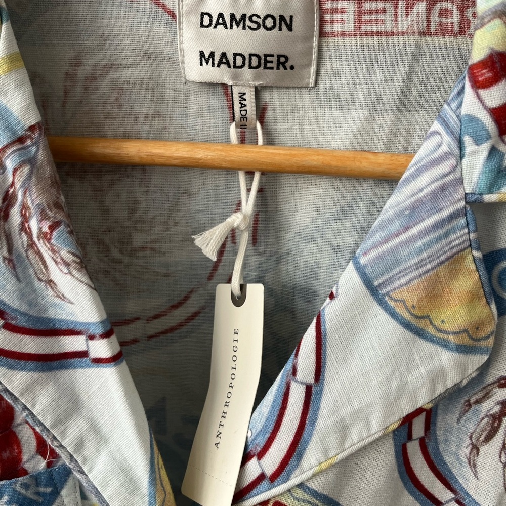 Damson Madder Chlo Linen Blend Button Down Shirt Organic Cotton Resort Vacation - Picture 2 of 5